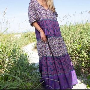 **NATURAL LIFE**Auguste Boho Maxi Dress | Small Purple Floral